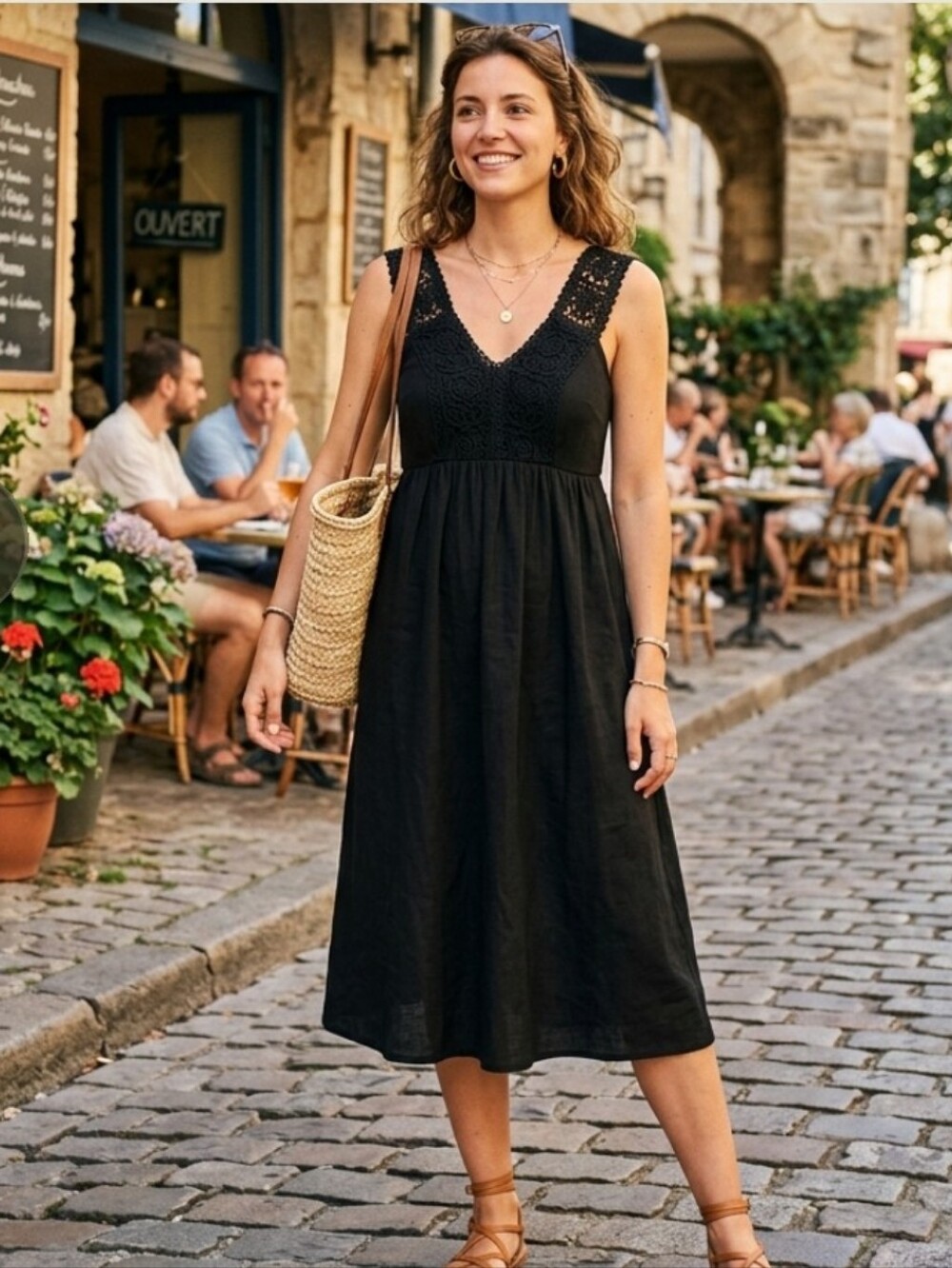 NWT Old Navy Black Gauzy Sleeveless Shift Dress-Shoulder & Back Yoke Crochet XXL